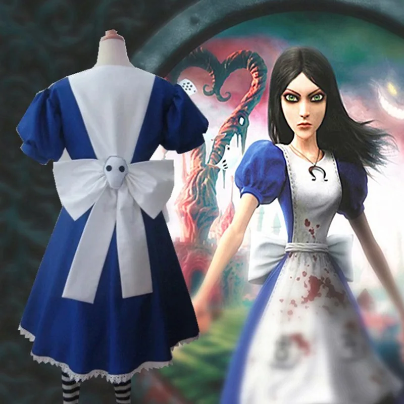 Halloween Carnival Party Game Alice Madness Returns Cosplay Maid Dresses Grembiule Dress For Women Girls Plus Size Novità Costume
