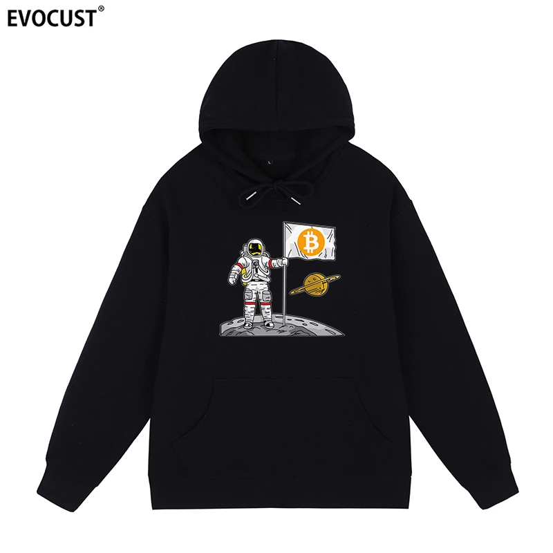 Bitcoin Space Moon Blockchain Litecoin Ripple Ethereum Streetwear Felpe Con Cappuccio Felpe Uomo Donna Cotone Unisex