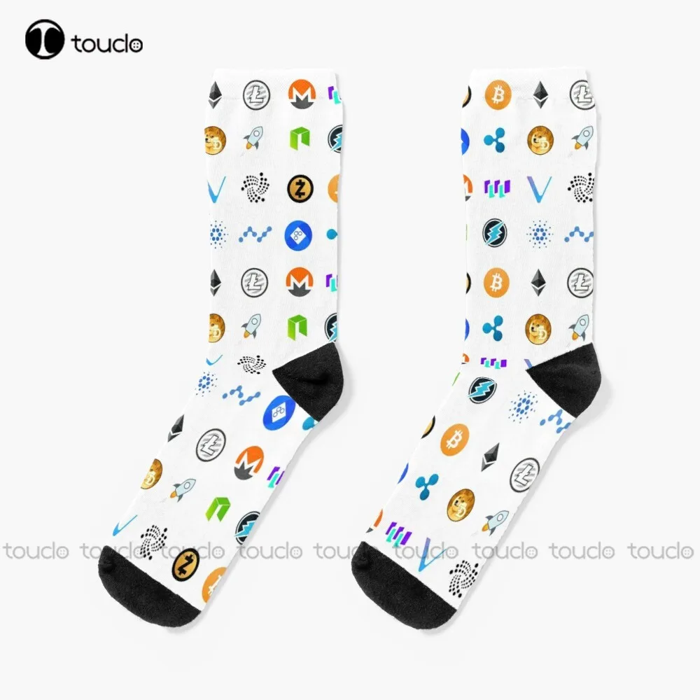 Crypto Coins Crypto Coins Money Btc Bitcoin Eth Ethereum Socks Calzini Da Donna Personalizzati Personalizzati Unisex Adult Teen Youth Socks