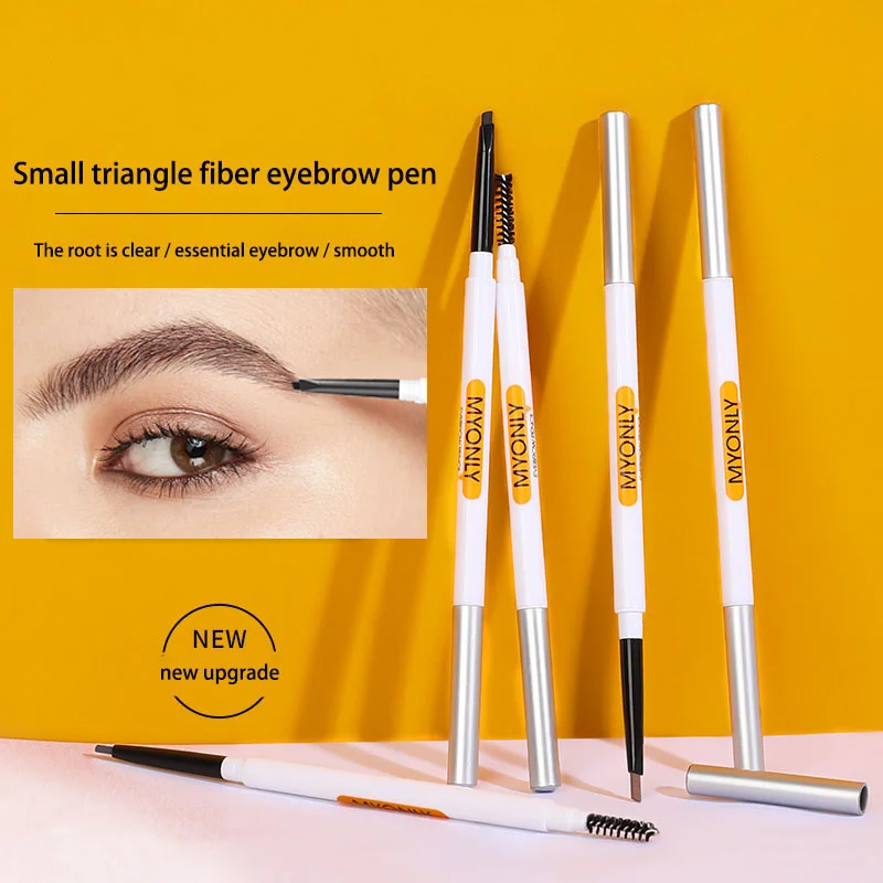 5 Color Smudge Proof Eyebrow Pencil With Brush Waterproof Thin Brow Pen Ultra Slim Triangle Pen Dark Brown Eyebrow Tattoo Pen