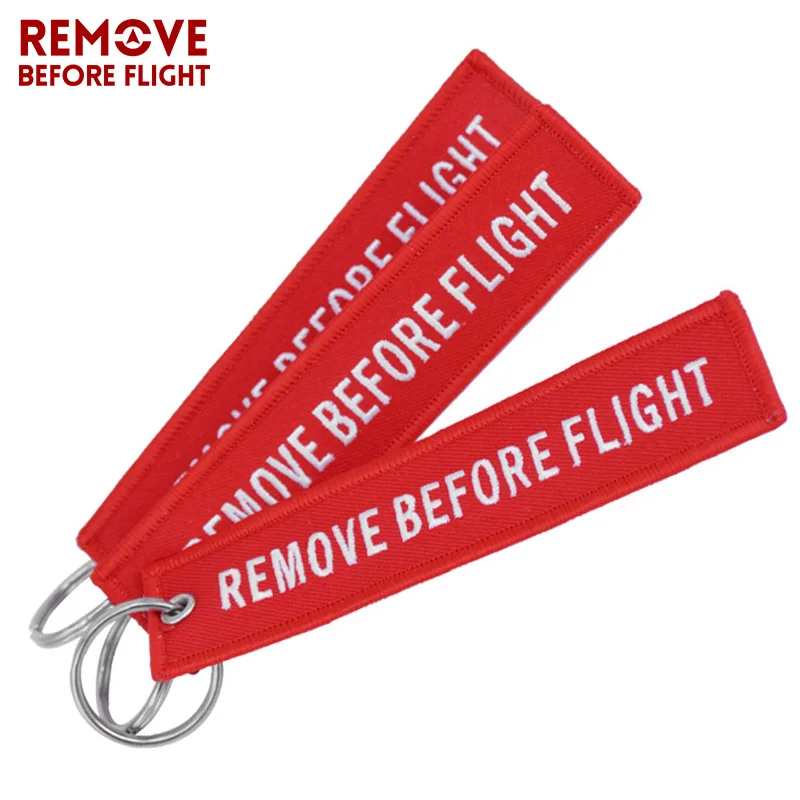 Remove Before Flight Portachiavi Chiave Della Catena Chiave Dell'Automobile Del Regalo Aviazione Tag Etichetta Ricamo Rosso Portachiavi Oem Portachiav