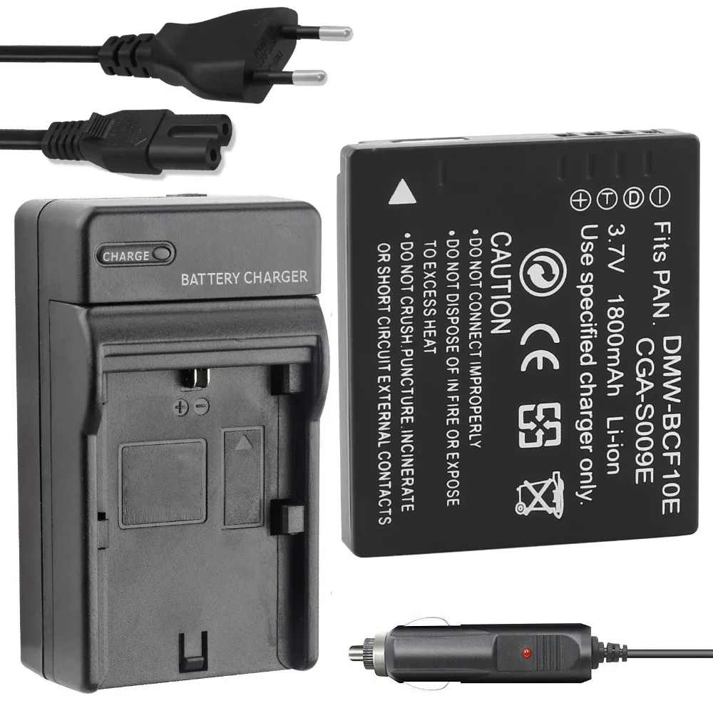 Probty 1X Dmw-Bcf10E Dmw Bcf10E Batterie + Caricabatterie Per Panasonic Dmc-Fs12 Fs15 Fs25 Fs4 Fs7 Fx40 Fx48 Fx550 Fx580 Fx68 Fh1 Ts3
