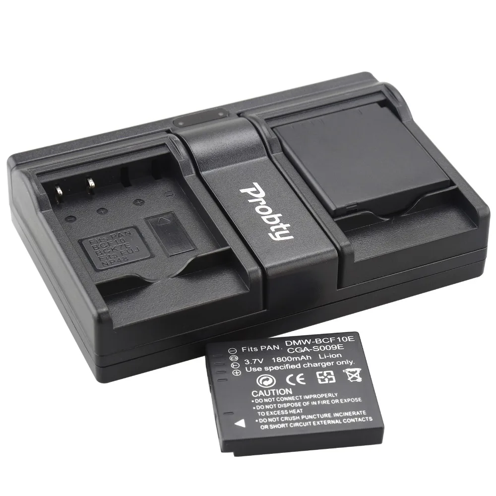 2Pcs Dmw-Bcf10E Dmw Bcf10E Batterie + Caricatore Doppio Per Panasonic Dmc-Fs12 Fs15 Fs25 Fs4 Fs7 Fx48 Fx550 Fx580 Fx68 Fh1 Ts3 Fh20