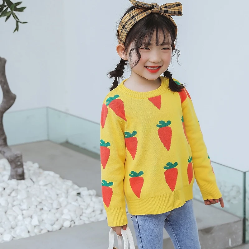 Bambino Della Ragazza Maglie E Maglioni Bambini Del Bambino Maglie E Maglioni Carino Carota Modello Autunno Bambini Vestiti Di Inverno Knit Pullover C