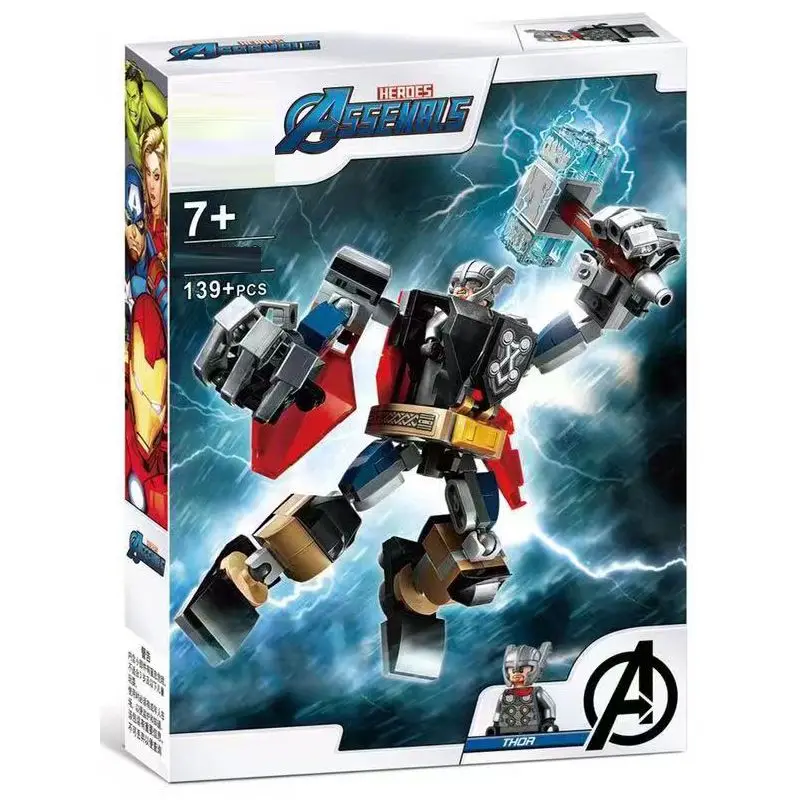 Marvel Assembly Building Blocks Compatibile Con Lego Thor Mecha Hammer Model Boy Educational Assembly Ornaments Giocattoli Per Bambini