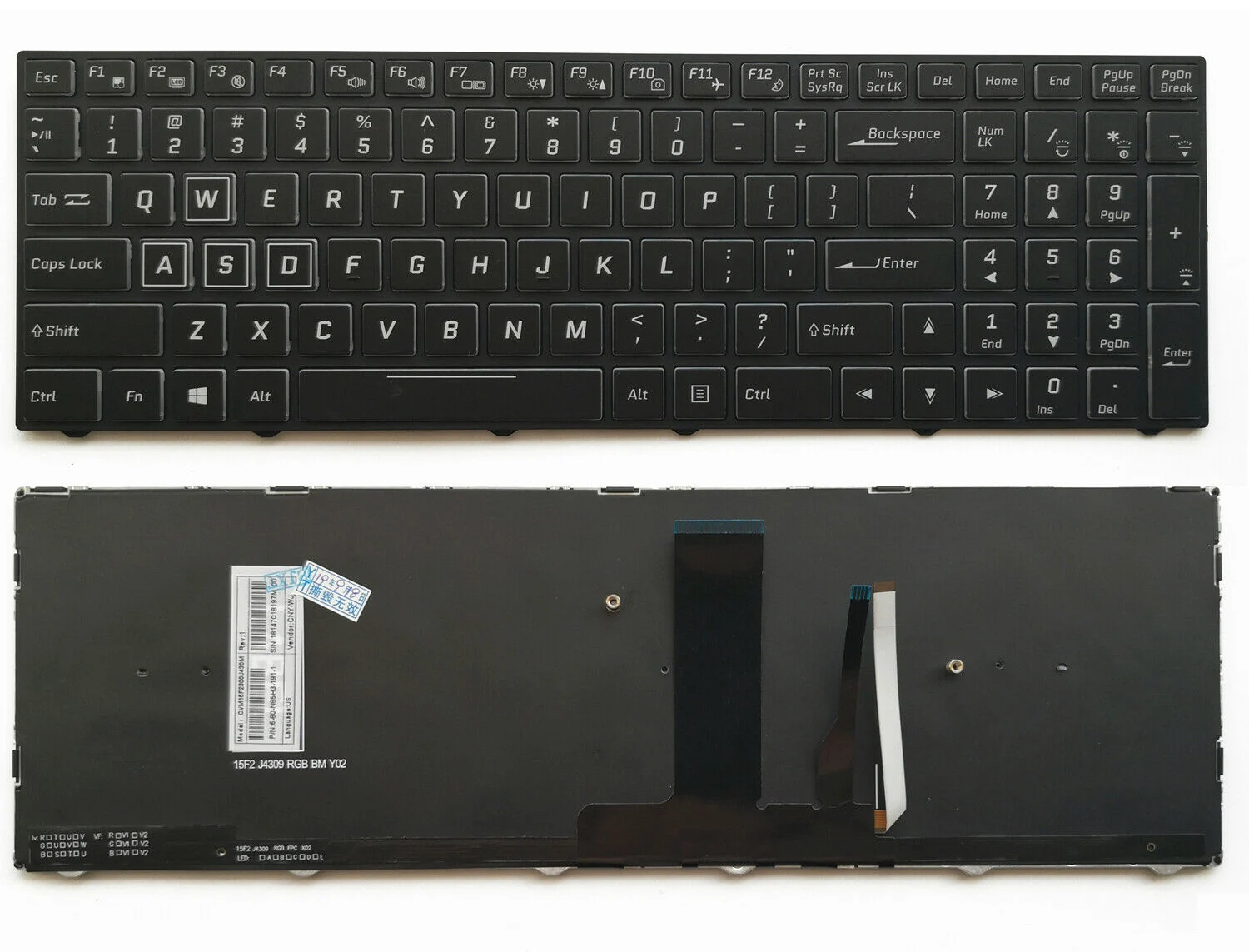 Nuovo Computer Portatile Per Clevo Pc Evo15-S Evim15S Nero Keyboard Keyboard Us Tastiera Retroilluminata A Colori