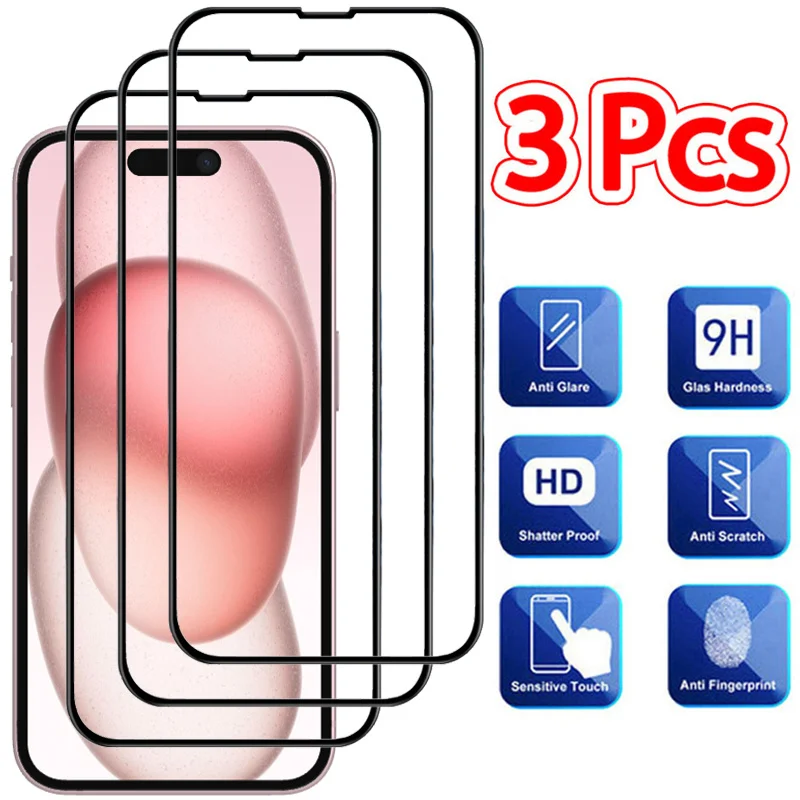 3 Pezzi, Vetro Temperato Iphone 15 Plus Vetro Temperato Iphone 15 Screen Protector Iphone 15 Pro Vetro Iphone15 15Pro Apple 15 Pellicola Vetro Iphone 