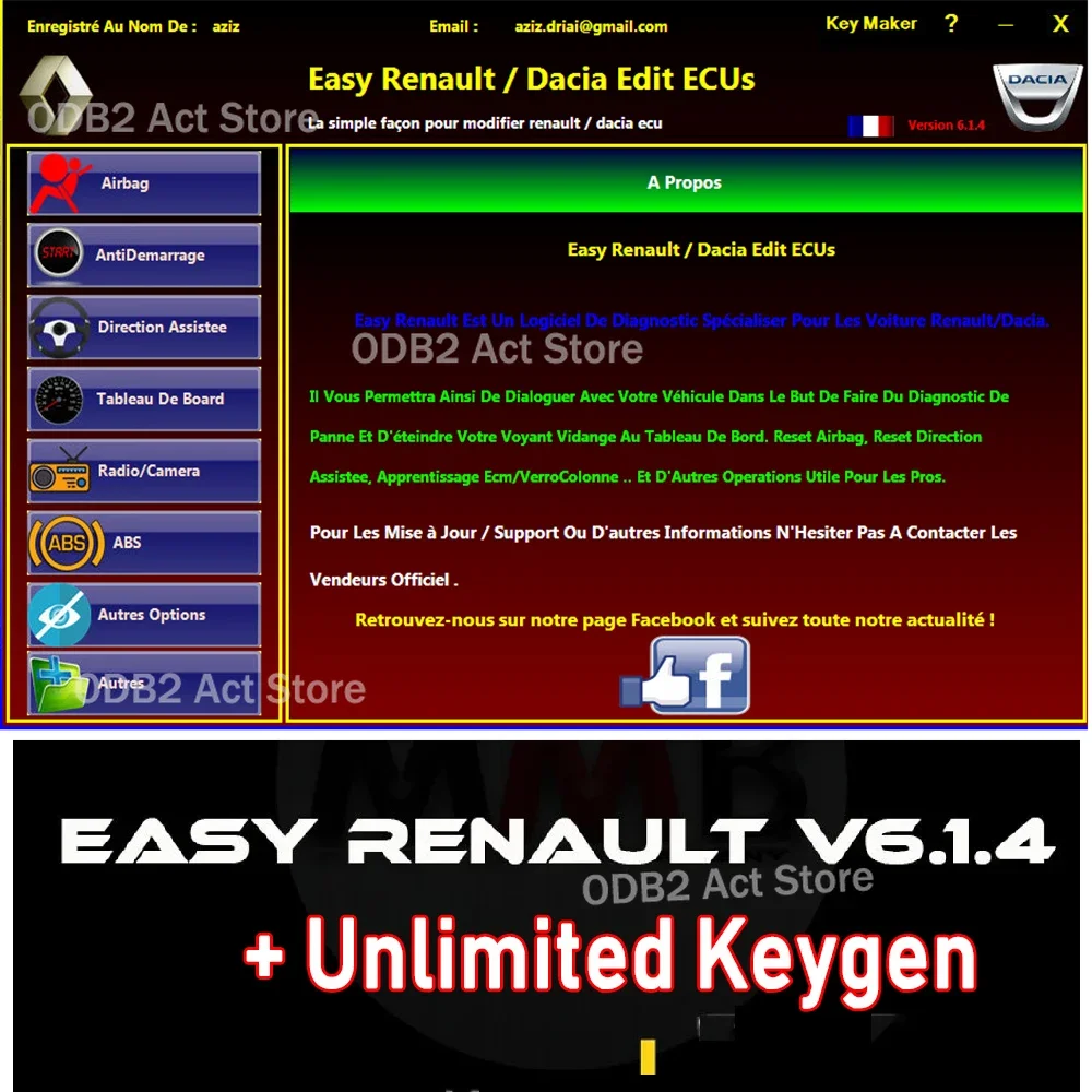 Easy Renault 6.14 Software Per Renault Ecu Programmer Clear Crash Airbag Card Keys Uch Cleaner Funziona Con Obdlink Renolink