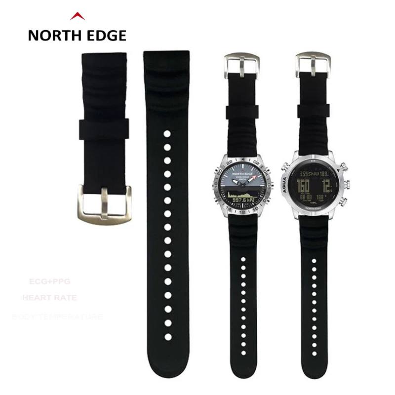 North Edge 26Cm Lunghezza 24Mm Larghezza Cinturino In Silicone Smart Watch Bracciale Cinturino Esteso Per Aqua Gtavia Diving