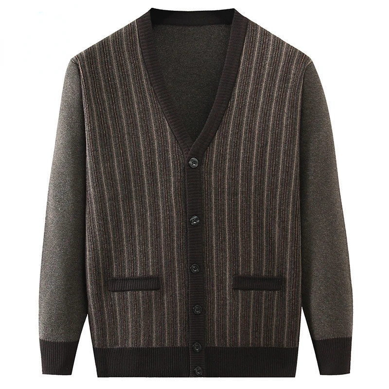 2022 Top Grade New Autum Winter Brand Fashion Knitted Men Cardigan Sweater Striped Korean Casual Coats Jacket Mens Clothing D143