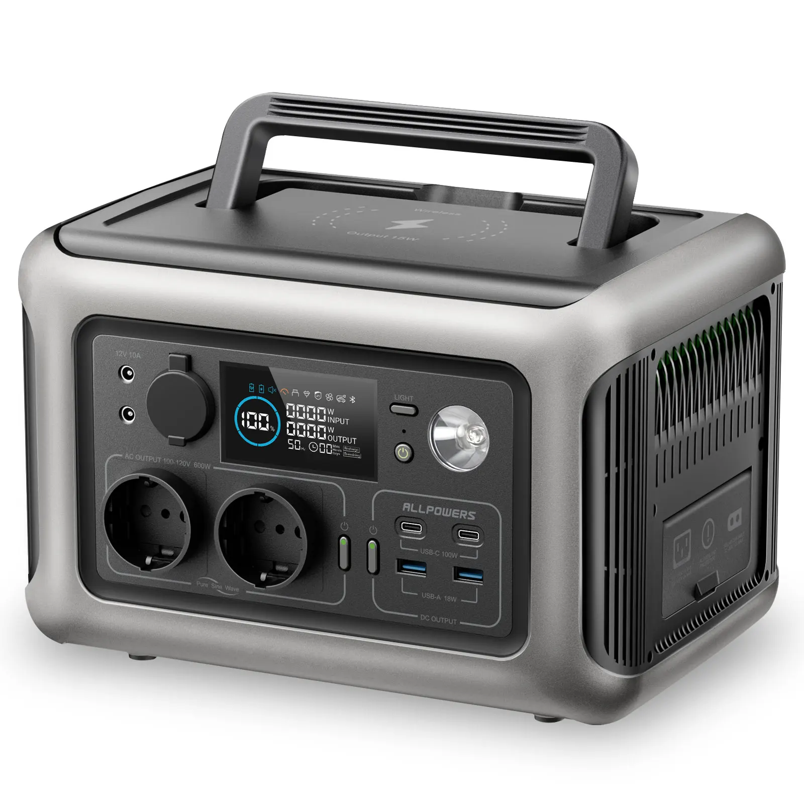 Allpowers Portable Power Station R600, 299Wh Lifep04 Batteria Con 2X600W (1200W Surge) Prese Ac Per Campeggio All'Aperto Rv Home