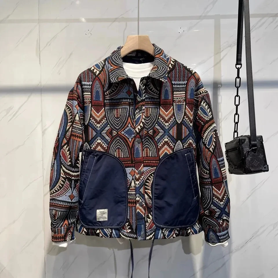 Abbigliamento Uomo Primavera Autunno Camicia Giacca Uomo Coreano Streetwear Tendenza Moda Bavero Cappotto Sciolto Patchwork Top Bomber Giacca Uomo