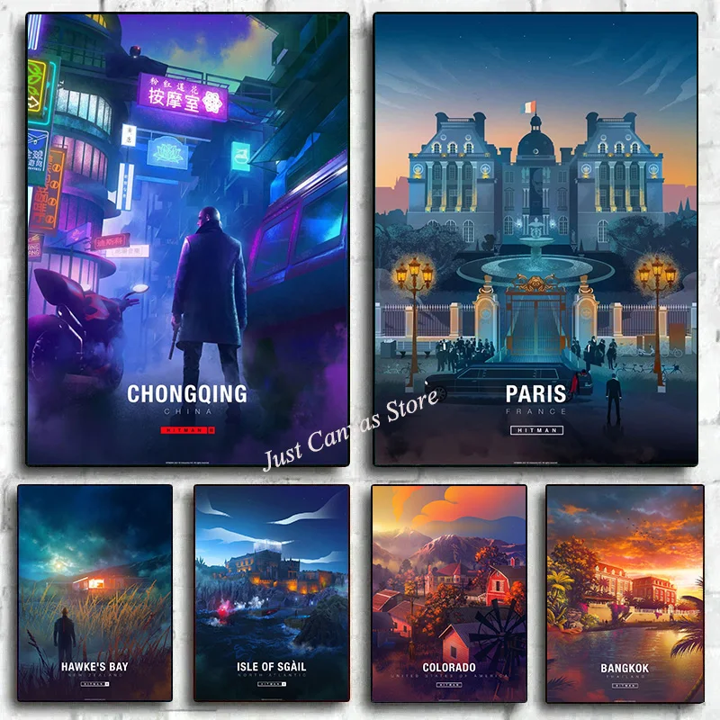 Abstract Hitman Game Landscape Scene Art Poster Print Canvas Painting San Valentino Isle Of Svail Paradise Island Wall Art Room Decor
