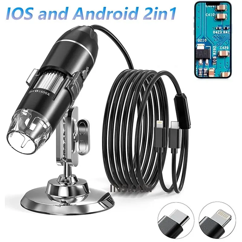 1600X Microscopio Digitale Usb Ingrandimento Endoscopio 2Mp Portatile Ispezione Elettronica Microscopio Fotocamera Per Ios Android