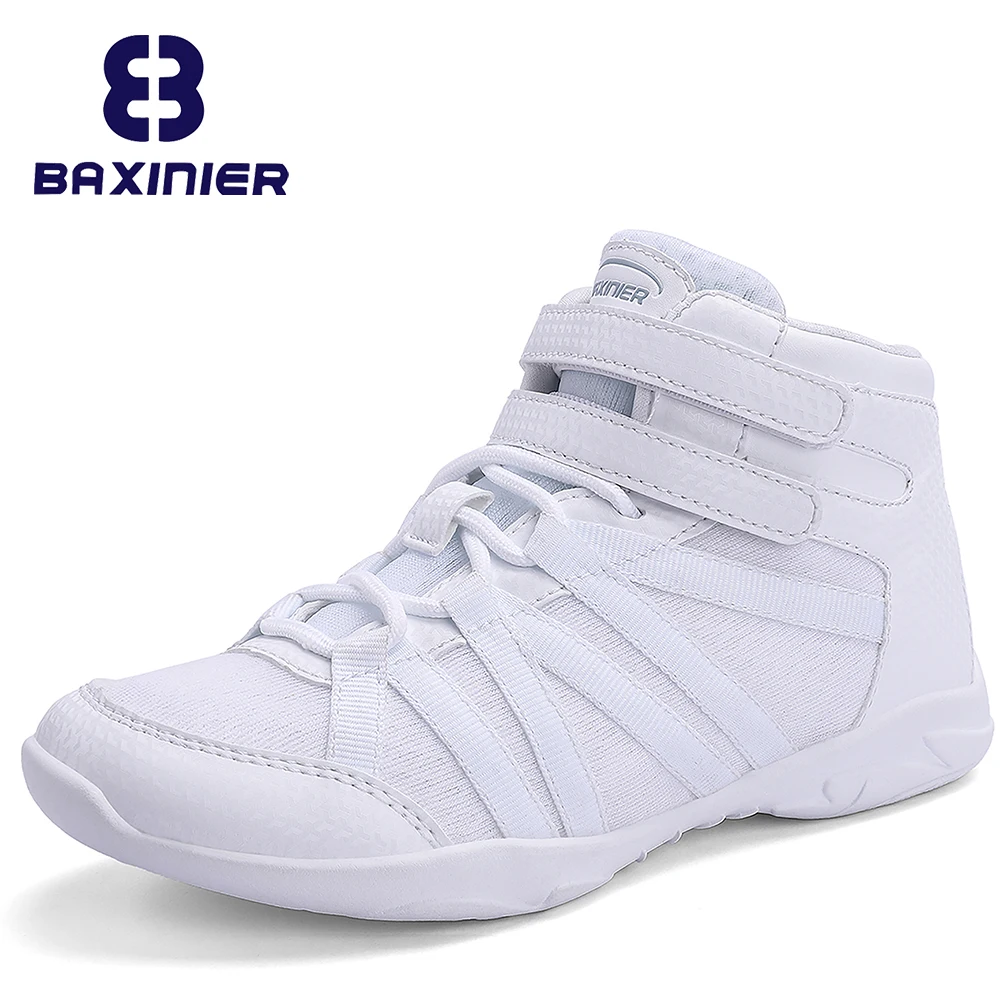 Baxinier Girls White High Top Cheerleading Shoes Leggero Youth Cheer Competition Sneakers Kids Training Dance Tennis Shoes