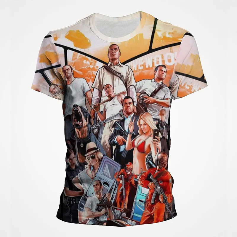 2023 Grand Theft Auto Game Gta5 Magliette Con Stampa 3D Cool Gta5 Girl Tshirt Stampa Colorata Gta 5 T-Shirt Tee Shirt Abbigliamento Divertente