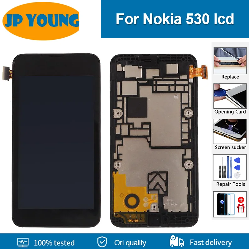 4.0 "Originale Per Nokia Lumia 530 Lcd Touch Screen Digitizer Assembly Per Nokia Lumia 530 Display Lcd Parti Di Ricambio Del Telaio