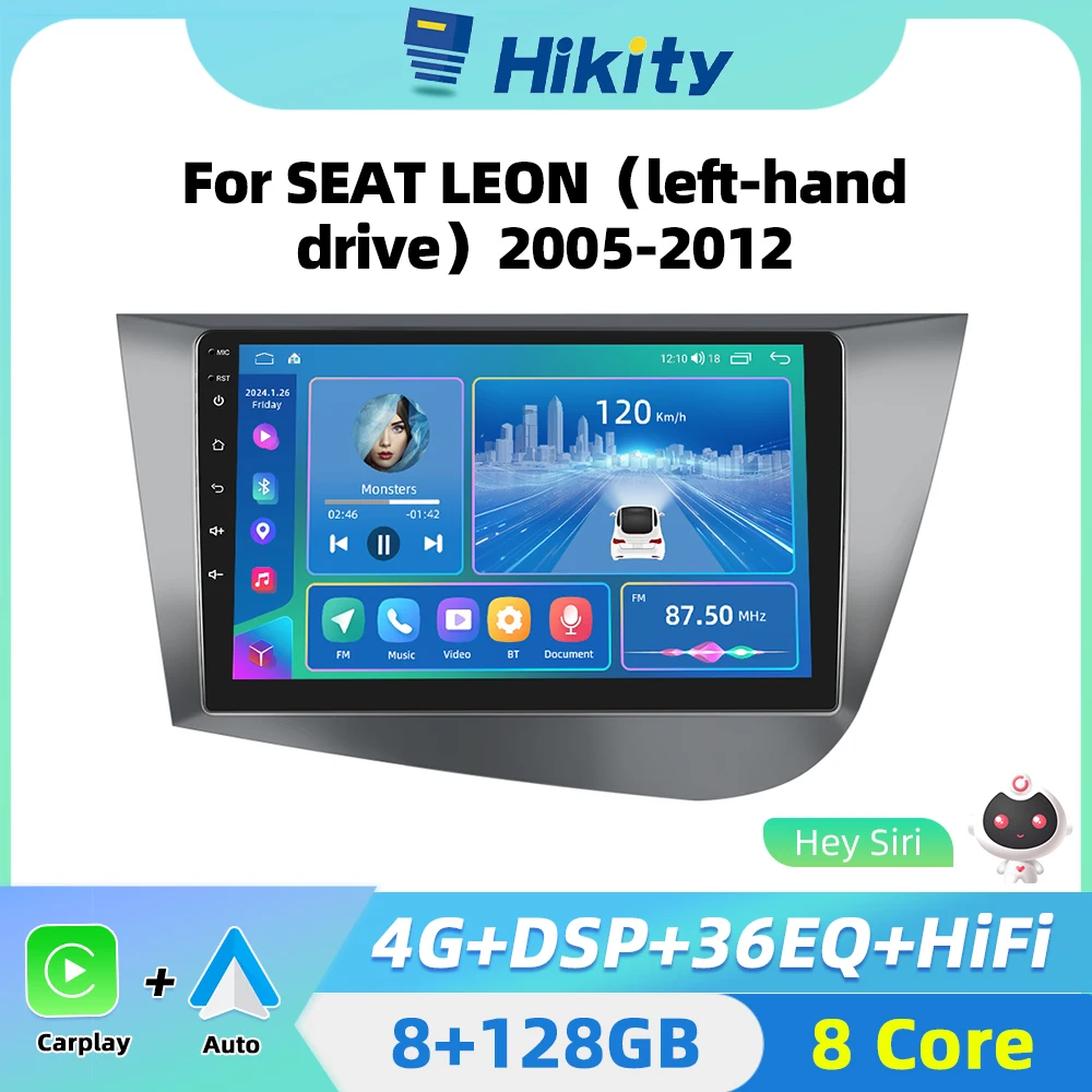 Hikity 2 Din Autoradio Android Per Seat Leon 2005-2012 Auto Stereo Radio Carplay Autoradio Auto Navigazione Android Gps Dsp Wifi
