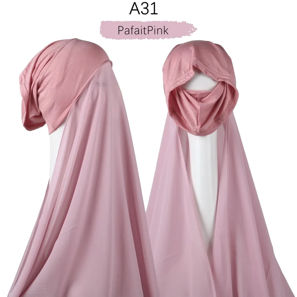Bufanda Hijab De Gasa Instantánea Con Jersey Interior, Gorro Para Debajo De La Bufanda, Bufandas Islámicas Con Gorras, Funda Hiyab Elástica, Turbante 