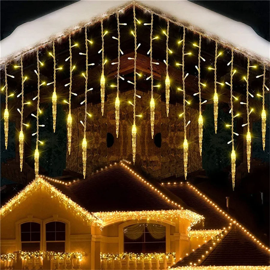 3.5M Led Ice Piton Curtain String Lights Outdoor Waterproof Christmas Garland Fairy Lights For Party Wedding Holiday Decoration
