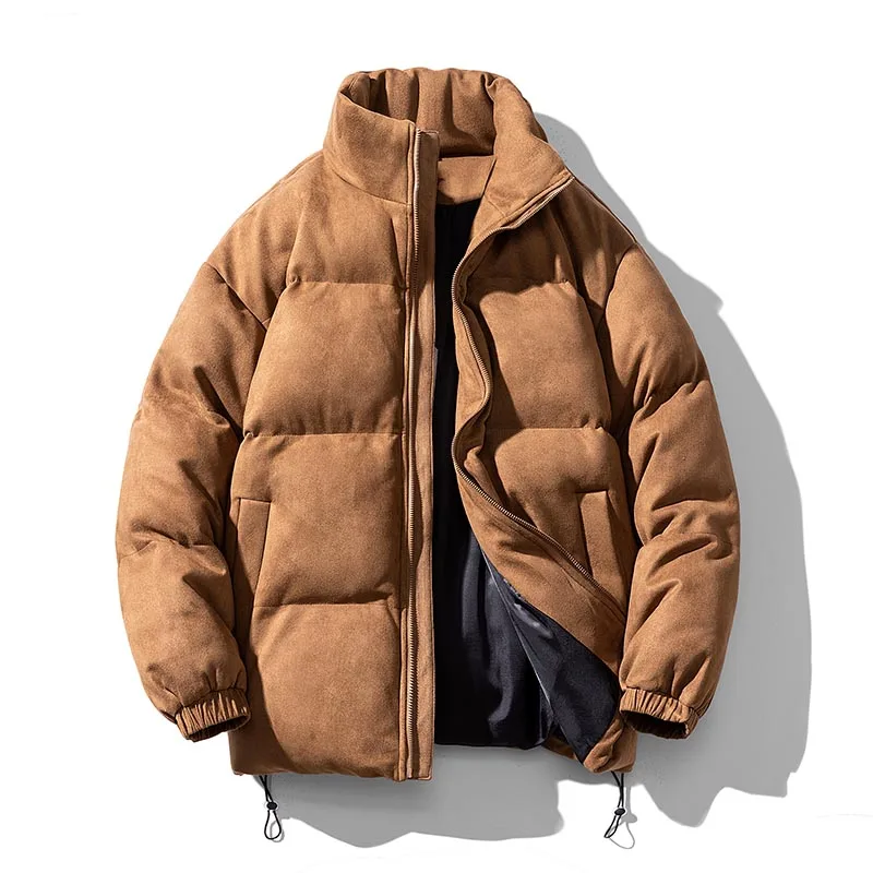 2022 Inverno New Retro Parka Coat Uomo Vari Colori Bubble Jacket Oversize Warm Solid Coat Streetwear Faux Suede Puffer Jacket