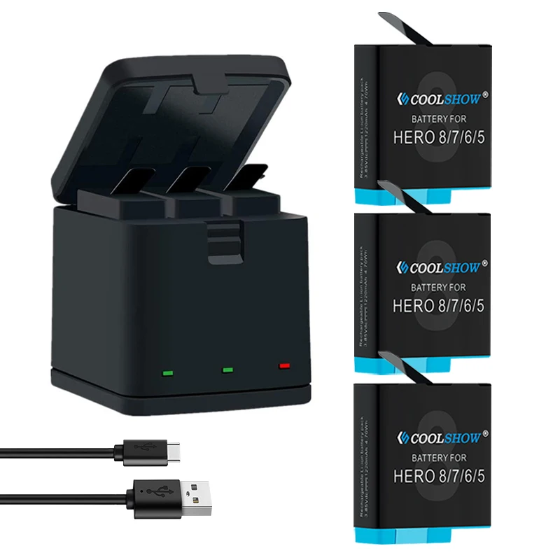 Batteria Da 1220Mah Per Gopro Hero 8 Hero 7 Hero 6 Hero 5 Batterie Nere Per Gopro 8 Gopro 7 Gopro 5 Accessori Per Fotocamere A Batteria
