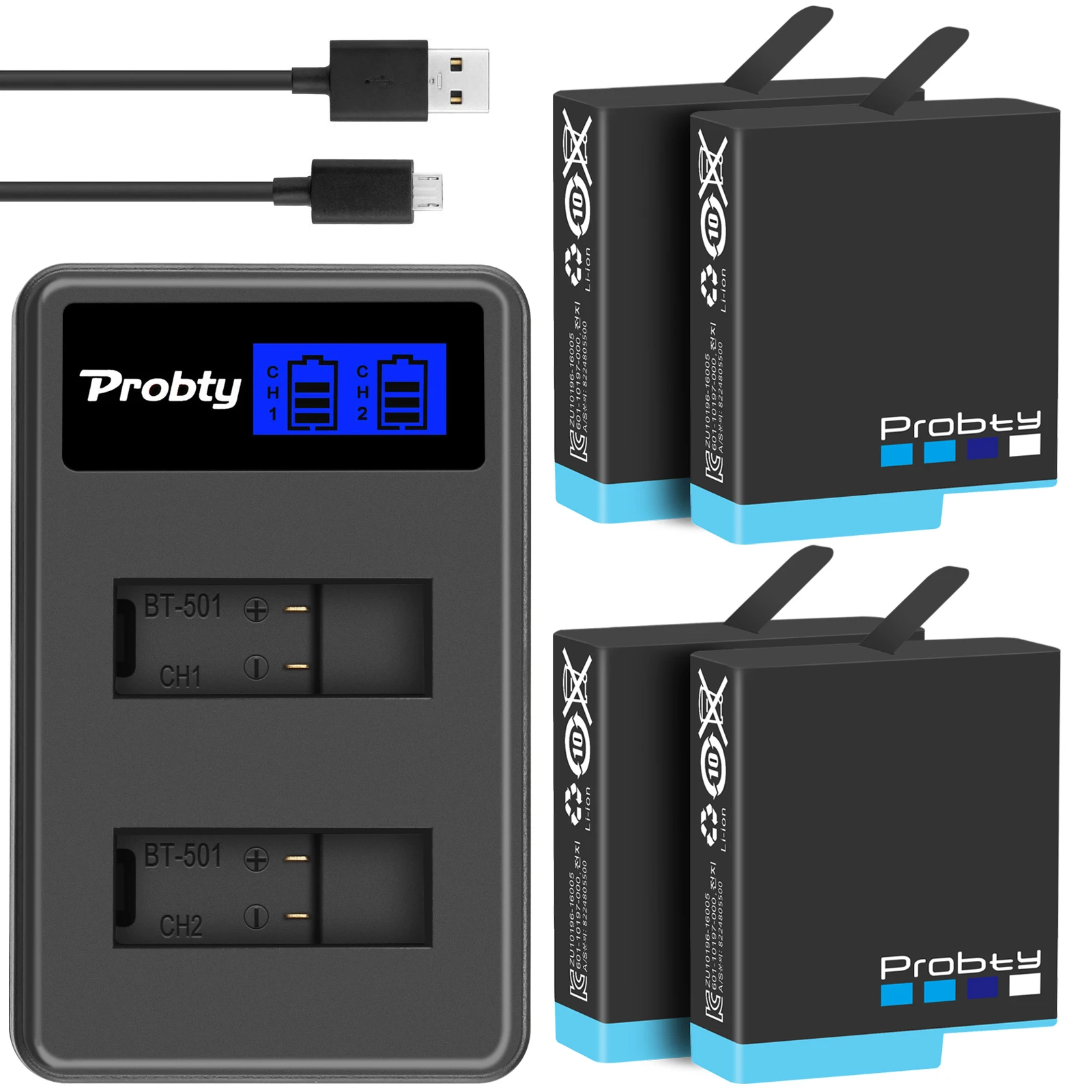 Probty Per Gopro Hero 8 Hero 7 Hero 6 Black Gopro Aabt-001 Camera Completamente Decoded 1680Mah Batteria Gopro Hero 8 Hero 7 Hero 6