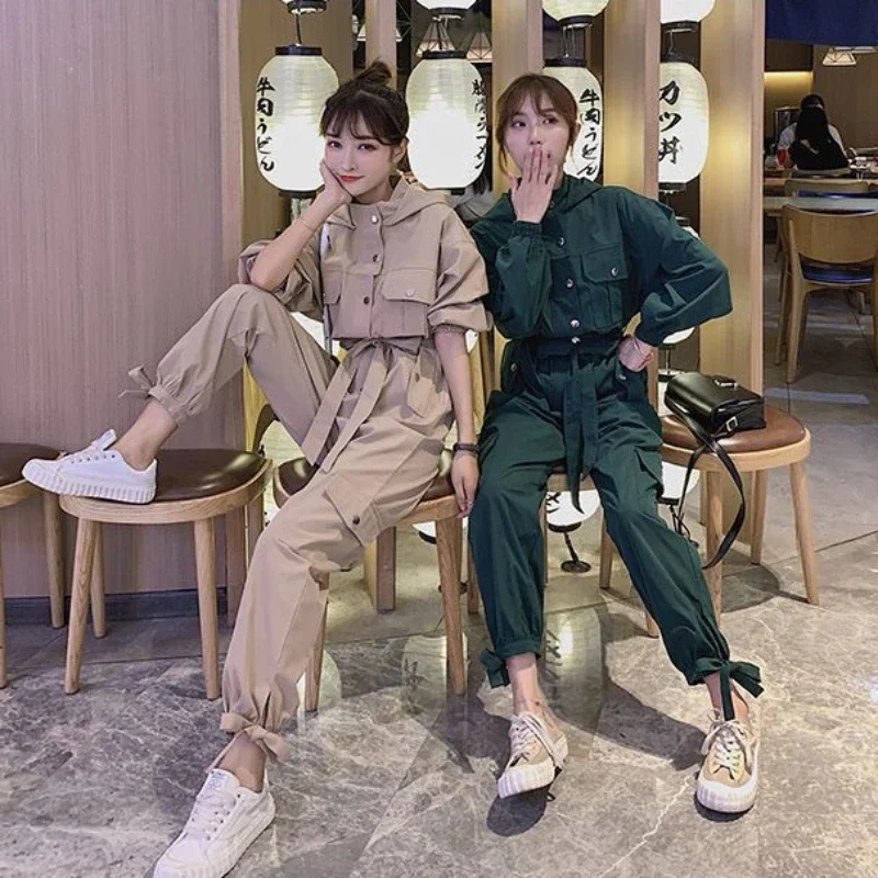 Tute Donna Safari Style Casual Allentato Solido Lunghezza Intera Tute Da Salto Per Donna Tute Da Ragazza Semplici Stile Euro-America