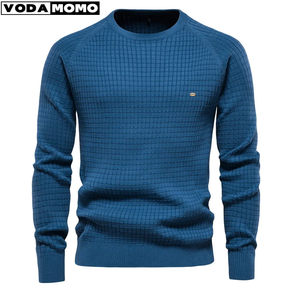 Moda Uomo Pullover Maglione Autunno Patch Disegni Maglioni Lavorati A Maglia Maschio Harajuku Streetwear O Collo Causale Mens Maglione Blu Y2K
