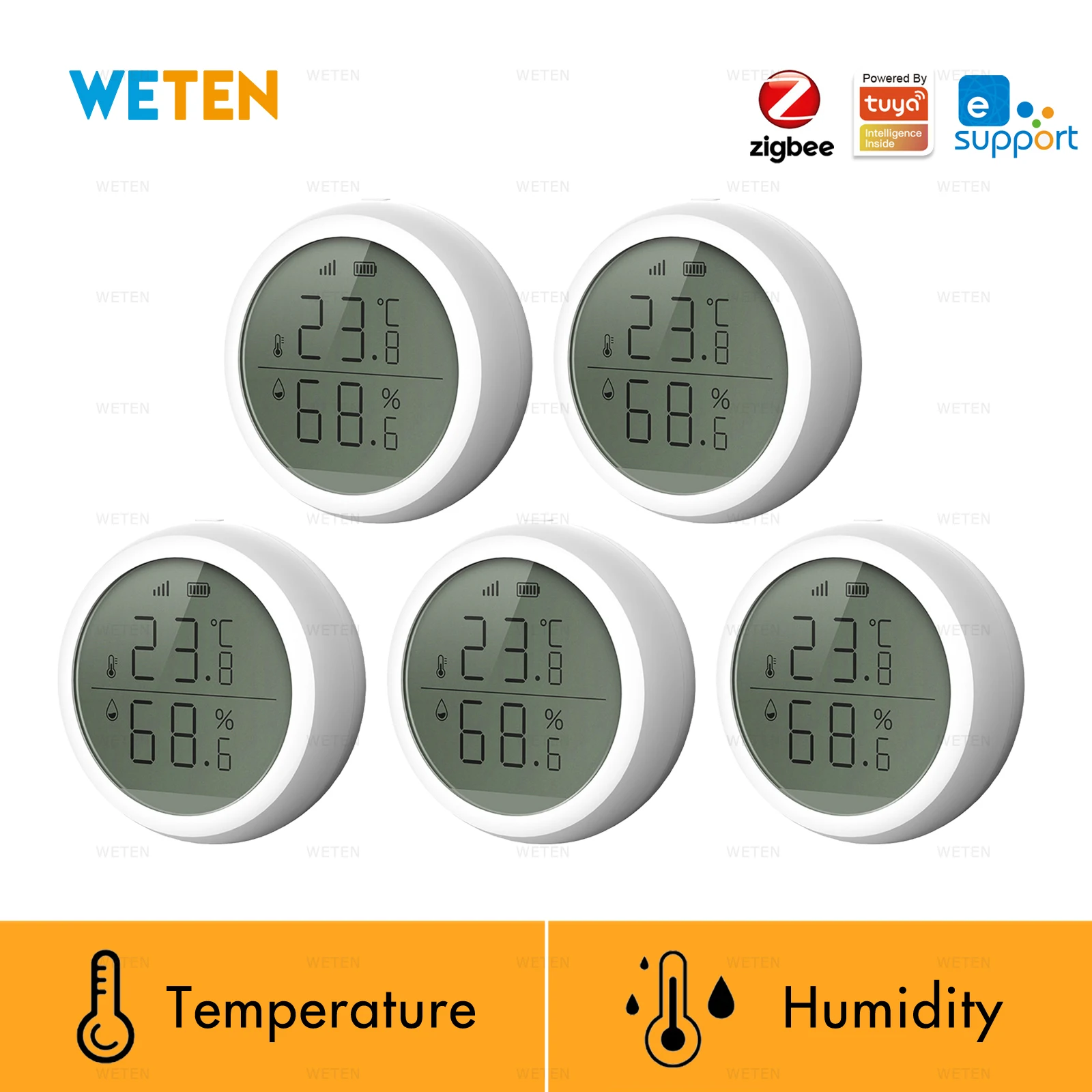 Sensore Di Temperatura E Umidità Tuya Zigbee, Termometro Igrometro Intelligente, Funziona Con Tuya Zigbee Hub Sonoff Zigbee Bridge