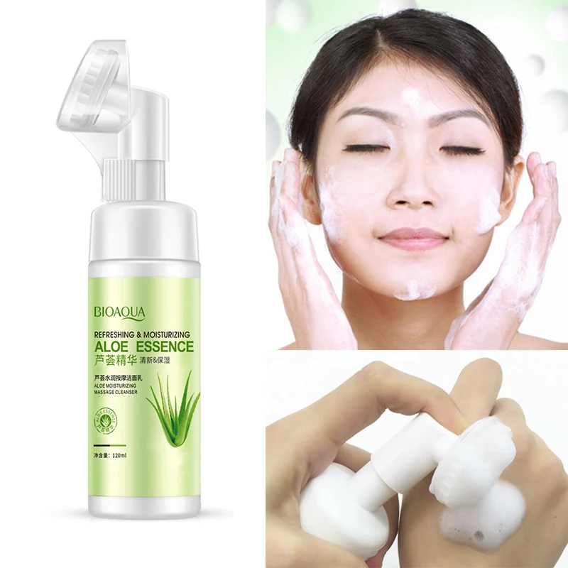 Bioaqua Aloe Vera Massaggio Idratante Schiuma Detergente Idratante Cura Delicata Deap Detergente Viso Pulito 120Ml