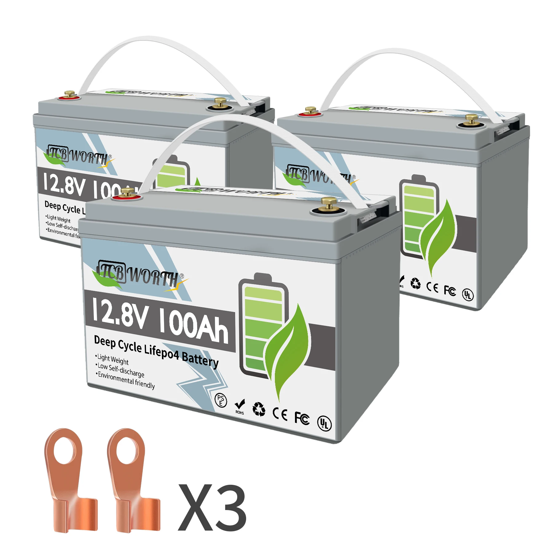 Tcbwort 12.8V 100Ah Long Cycles Lifepo4 Batteria 12 Volt 100Ah Batteria Al Litio Sostituire Il Piombo Acido