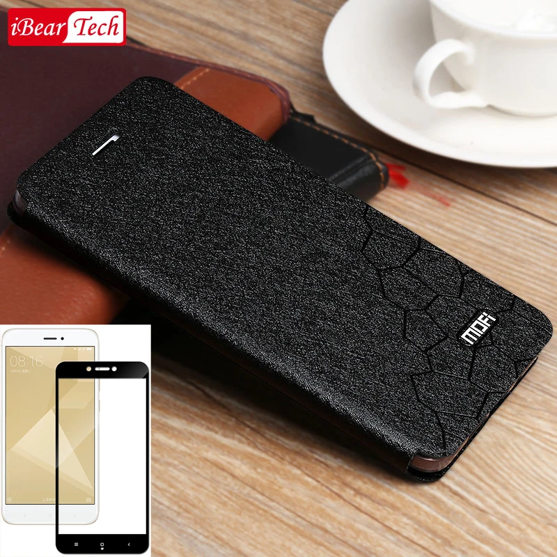 Flip Per Xiaomi Redmi 4X Custodia Porta Libro Indietro Xiaomi Redmi 4X Cover Mofi Pelle Redmi 4X Coque Silicone Lusso Paraurti Glitter