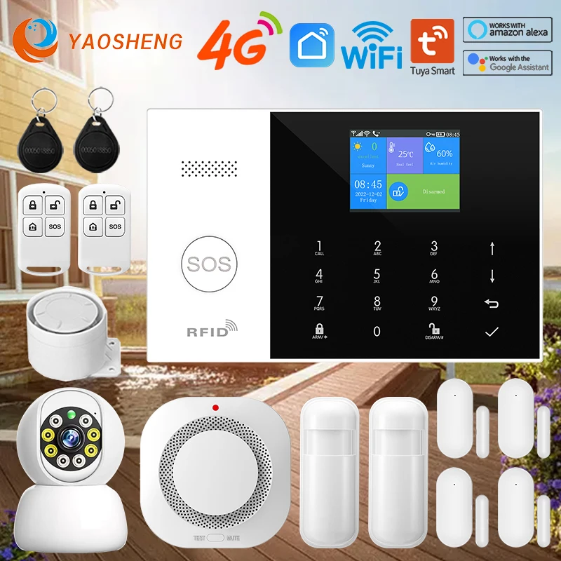 Sistema Di Allarme 4G Security Home Wifi Alarme Allarme Domestico Wireless Residenziale Per Tuya Smart Life Con Sensore Di Porta Funziona Con Alexa