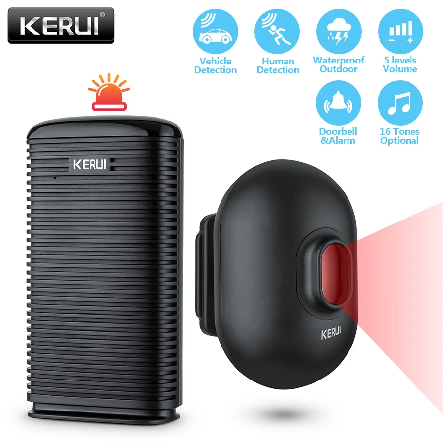 Kerui Dw9 Wireless Driveway Di Allarme Di Sicurezza Impermeabile Di Movimento Pir Rivelatore Garage Benvenuto Antifurto Sistema Di Allarme Sicura Di P