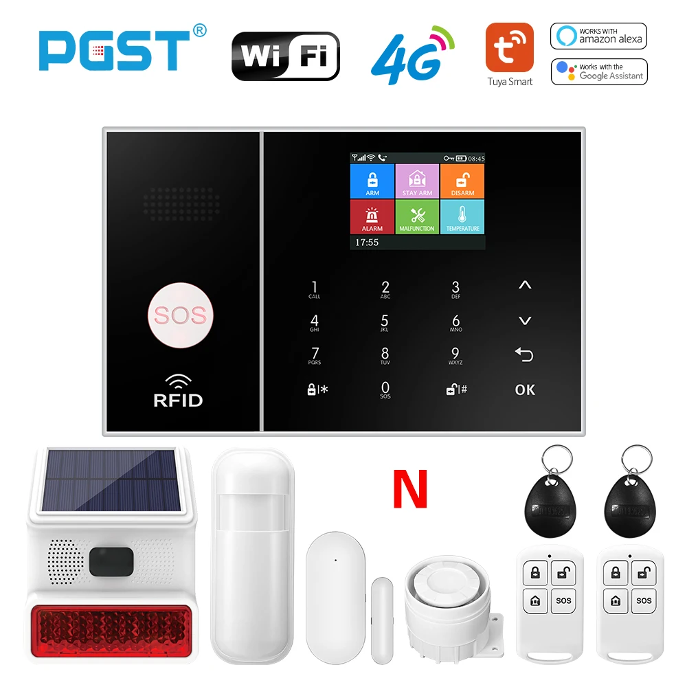 Pgst 3G 4G Wireless Home Alarm Tuya Smart Life Kit Di Allarme Antifurto Wifi Sistema Di Allarme Di Sicurezza Supporto Telecomando Alexa