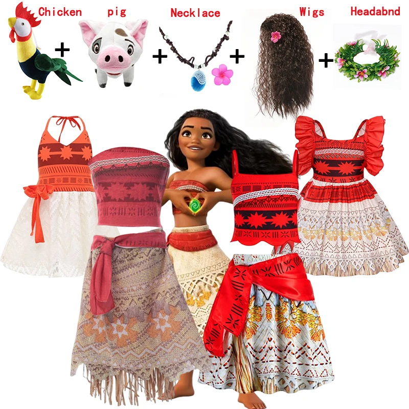 Bambine Moana Abiti Da Principessa Costumi Cosplay Toddler Dress Vaiana Clothes Party For 3 6 8 10 Yrs Girl Outfit Gift