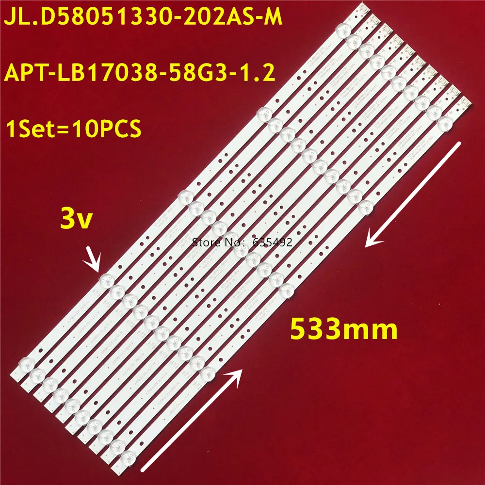 10 Pz Retroilluminazione A Led 5 Lampada Per Sky Worth 58 "Tv 58 G2A 58 G3 58 K5D 58 F55 Jl.D58051330-202As-M V580Dj4-Md1 Apt-Lb17038-58G3-1.2