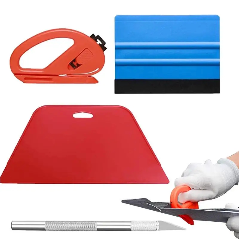 Auto Window Tint Tool Kit 4Pcs Window Tint Film Car Wrapping Tools Window Tint Film Car Wrapping Kit Per La Levigatura Della Carta Da Parati