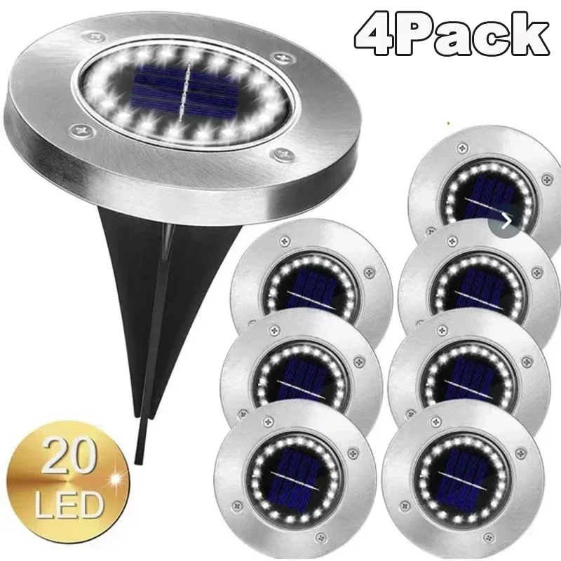 8/20Led Solar Power Disk Light Outdoor Garden Solar Underground Light Deck Light Spotlight Sepolto Solar Led Lamp Garden Decor