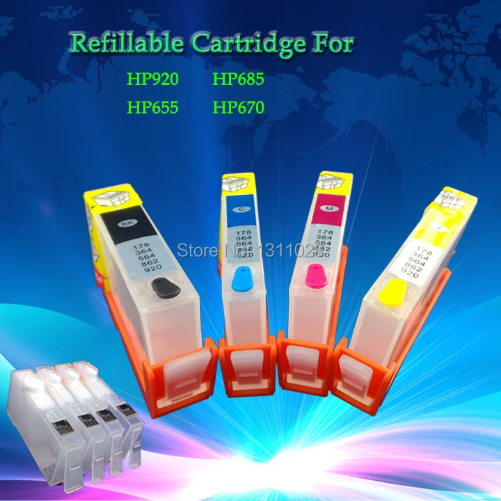 Senso Di Inchiostro Scheggiato Cartuccia Di Inchiostro Riutilizzabile H670 655 685 Ompatible Per Deskjet 4615 4625 3525 5525
