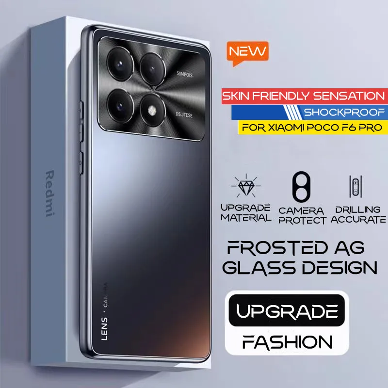 Per Xiaomi Poco F6 Pro Matte Ag Glass Custodia Antiurto Cover Placcata Smerigliata Per Mi Poco F5 F6 Pro Con Pellicola Completa Integrata