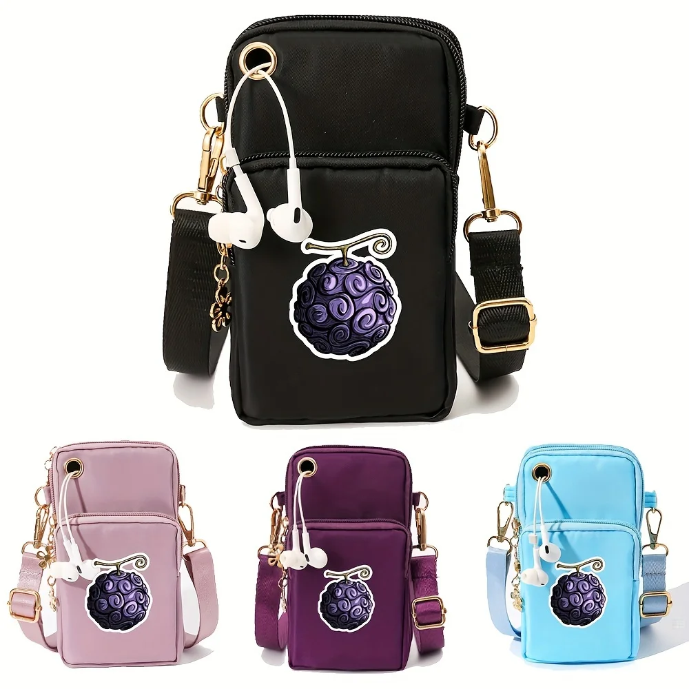 4 Colori One Piece Devil Fruit Shoulder Cell Phone Bag Animes Womens Fashion Crossbody Pocket Bag Party Birthday Gift