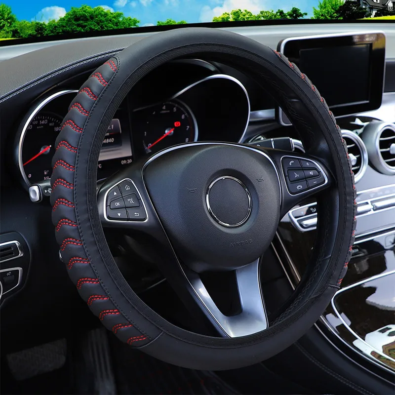 Coprivolante Per Auto In Pelle Pu Sport Per Treccia Universale 38Cm Four Seasons Cubre Funda De Volante Accessori Auto Couaria