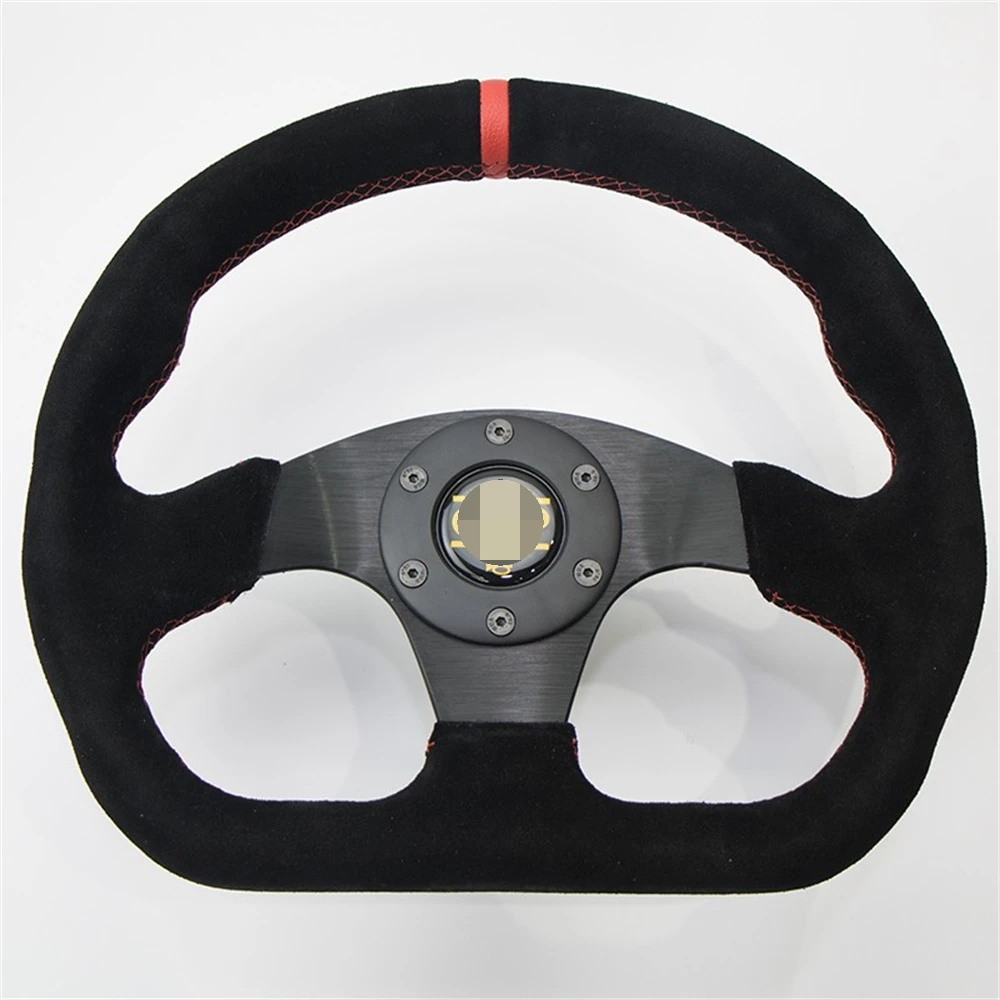Volante Da 13 Pollici 330 Mm Tipo D Volante In Pelle Scamosciata Volante Piatto Da Gioco Nero Rosso Bianco Linea Volante Esportiv