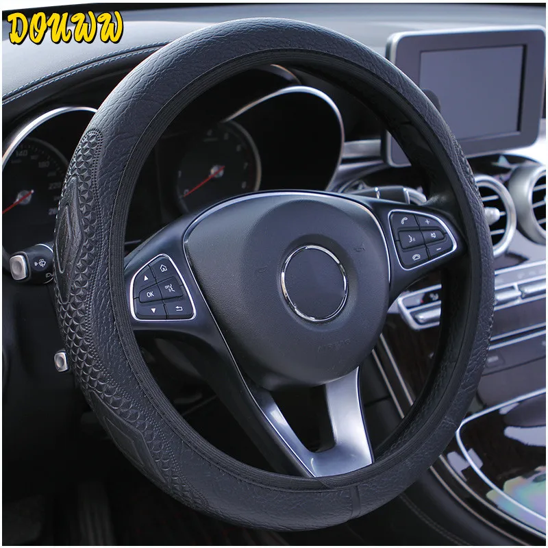Coprivolante Per Auto In Ecopelle Douww Senza Anello Interno Per Treccia Universale 38Cm Auto Capa Volante Carro Cubienna Funda