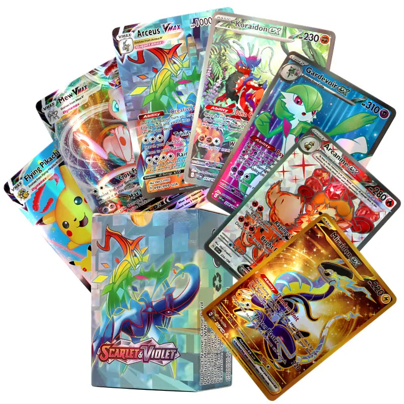 Nuove Carte Olografiche Pokemon Scarlet Violet 80Vmax 20Ex Lettera Inglese Pokemon Trading Card Regalo Per Bambini