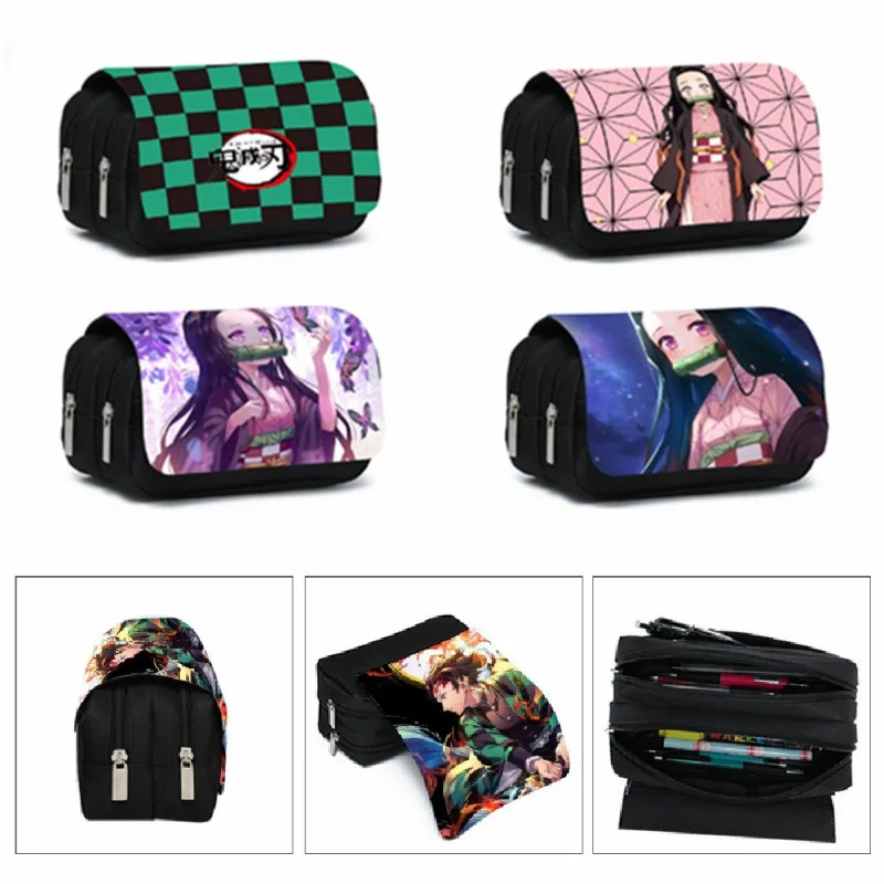 Anime Kamado Tanjirou Nezuko Demon Slayer Figure Action Figures Pencil Bag Toys Zenitsu Inosuke Kimetsu No Yaiba Pencil Case