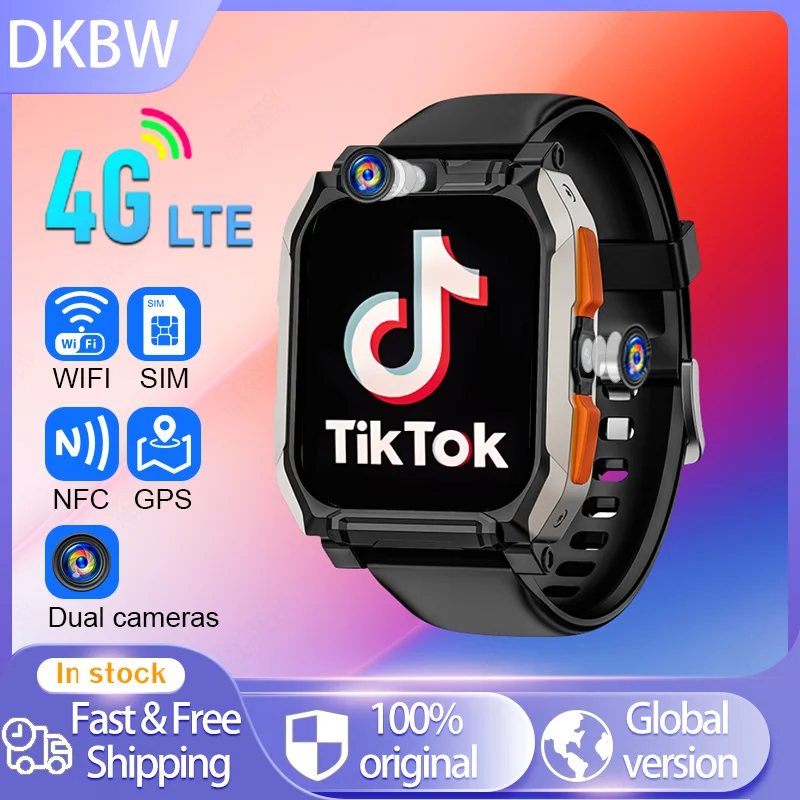 Smartwatch 4G Lte Con Google Youtube Con Posizione Gps Wifi Tiktok Call 4G Net Sim Card Android Smart Watch 5Mp Hd Dual Camera
