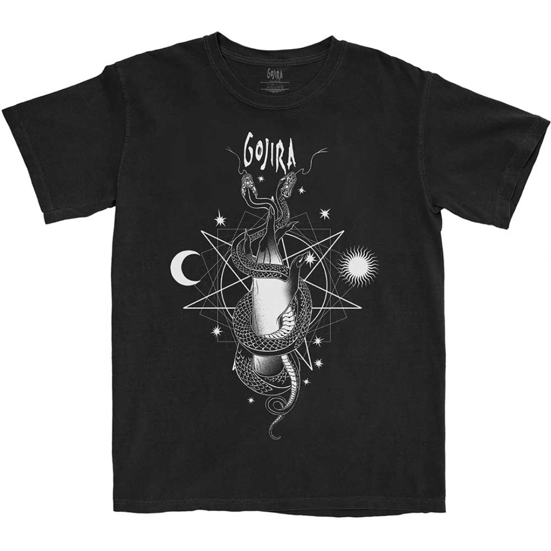 Gojira Celeste Serpenti Camicia Manica Corta Top Designer Di Lusso Tshirt Abbigliamento Uomo Oversize
